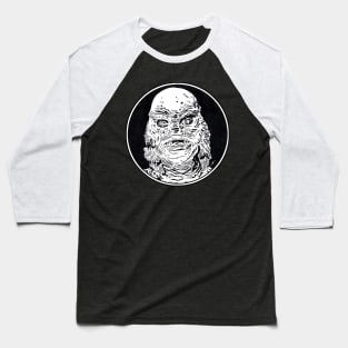 CREATURE FROM THE BLACK LAGOON (Circle Black and White) Baseball T-Shirt